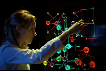 科学家研究复杂分子结构图片