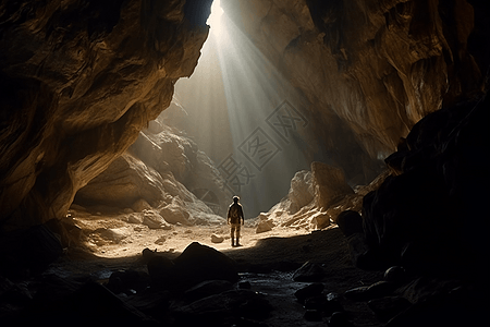 巨大洞穴探险高清图片