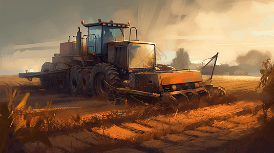 现代化的农业机器插画