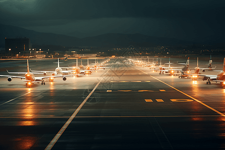 夜晚的飞机场图片