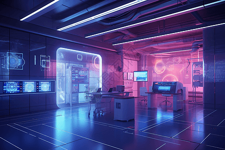 红蓝科技感实验室背景图片