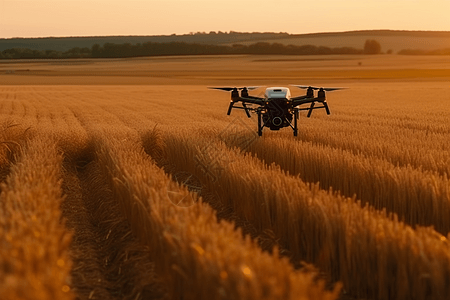 无人机在田野里工作图片