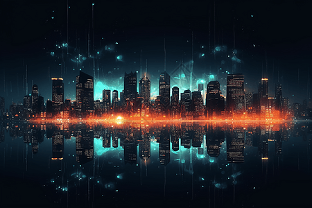 夜晚的科技城市背景图片