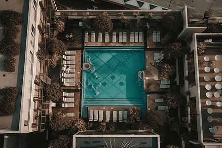 豪华别墅院内的露天泳池图片