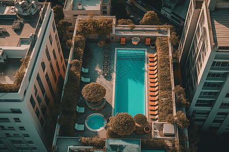 酒店屋顶的露天泳池图片