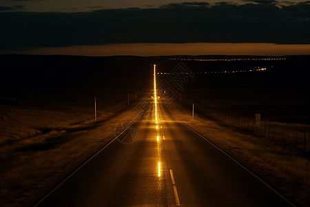 夜晚道路上的光线图片