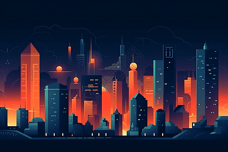 平面城市插画背景图片
