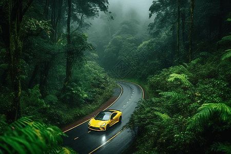 驾驶员在道路的转弯中行驶图片