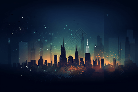 城市天际线插画背景图片