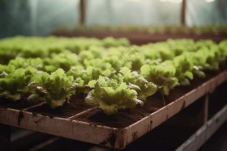 水培农场新鲜收获生菜图片