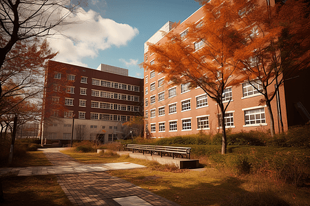 秋天学校建筑高清图片