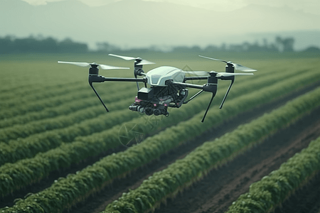 操控无人机给农作物撒肥料图片