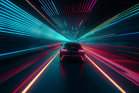 行驶在隧道的智能汽车图片