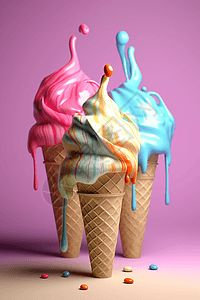 融化的冰淇淋图片