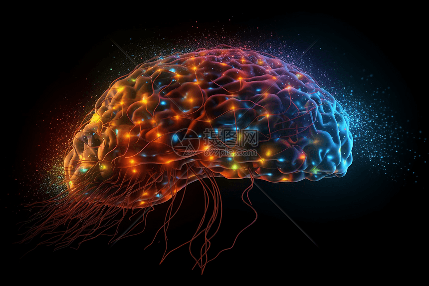 创意发光的脑神经细胞图片