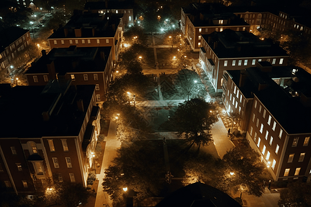 大学校园夜景图片