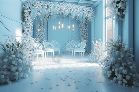 公司氛围蒂芬妮色调的婚礼现场装饰效果图设计图片