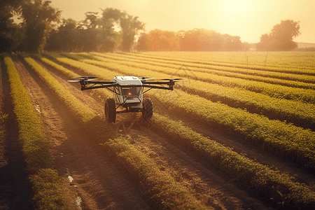 无人机在农田中前行图片