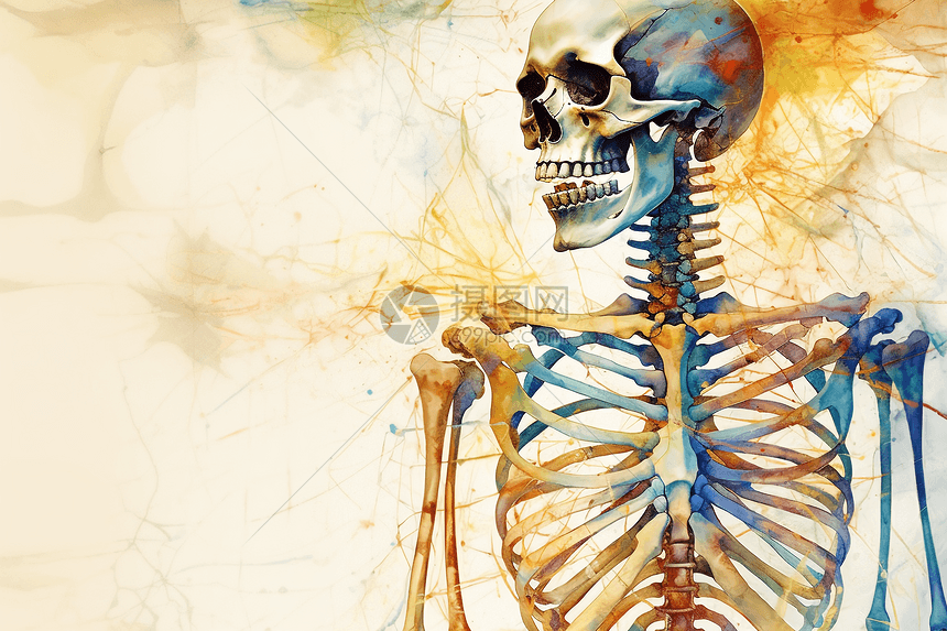 创意水彩人体骨骼图片