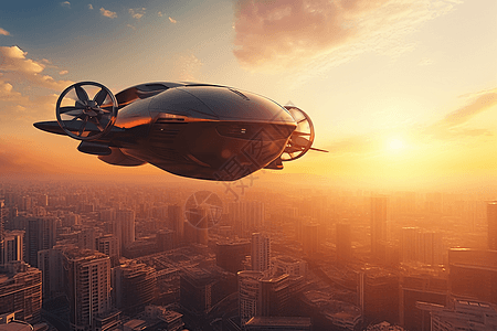 智能飞行汽车在空中图片