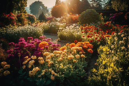 五颜六色花海五颜六色的花朵背景