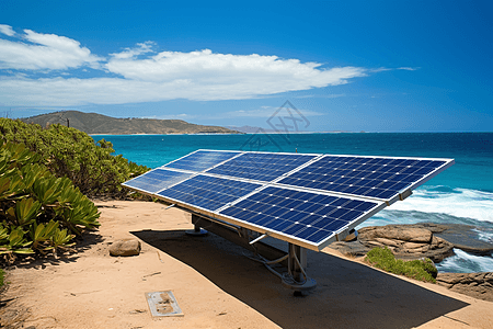 海滨物业上的太阳能电池板图片