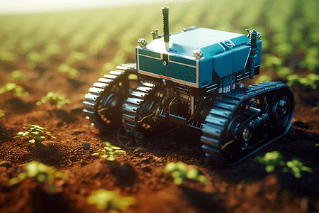 农业机器人在田间播种图片