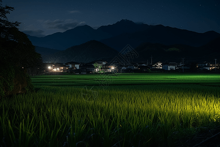 夜间远处的村庄图片