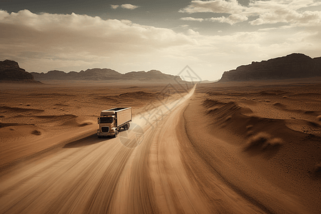 沙漠中的卡车图片