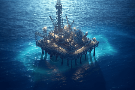 海中的石油钻井平台图片