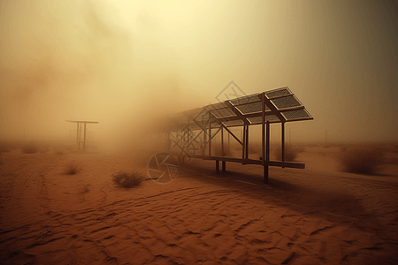 沙尘暴中的太阳能背景图片