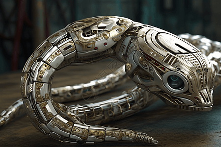 金属质感的机器蛇图片