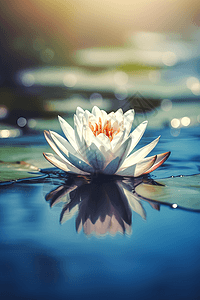 池塘中漂浮的莲花图片