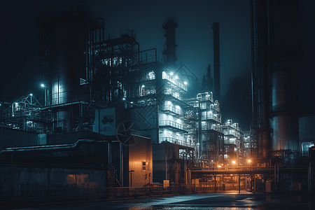 化工厂夜景工业区综合体高清图片