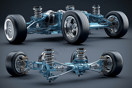 蓝色的汽车悬架图片