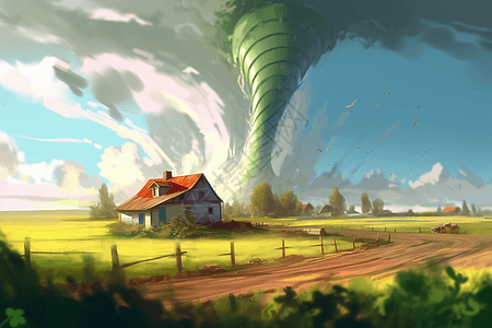 催毁农野的龙卷风插画背景图片