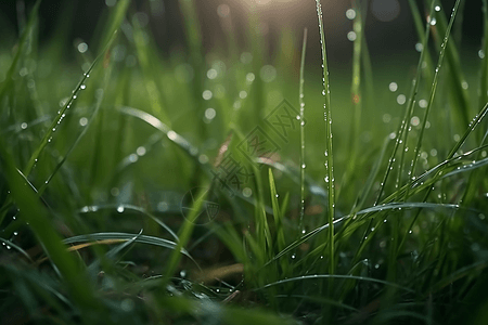 草地上的水滴图片