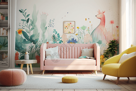 极简风的粉色沙发背景图片