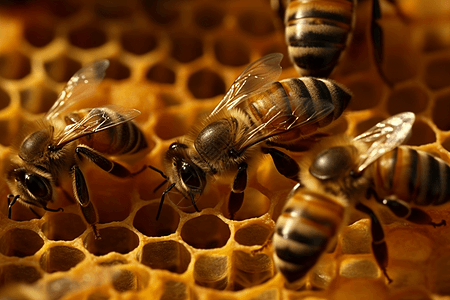 蜂巢中工作的蜜蜂背景图片