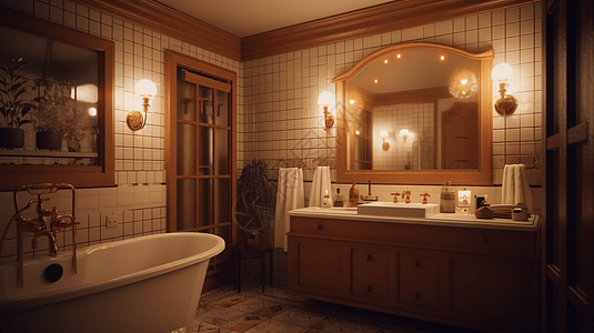 浴室场景3D设计图高清图片