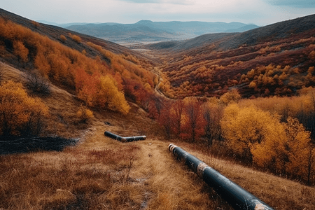 秋天山脉管道图片