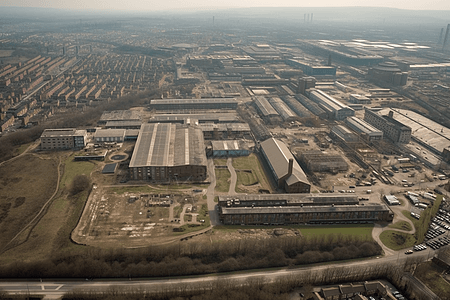 鸟瞰城市工业区全景图图片