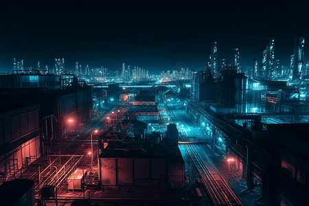 夜间工业区图片