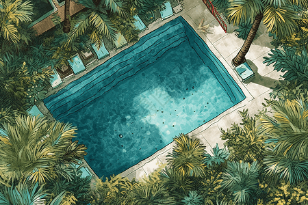 户外热带游泳池背景图片