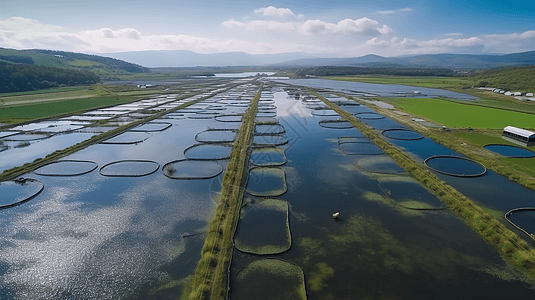 现代化的淡水鱼养殖场图片