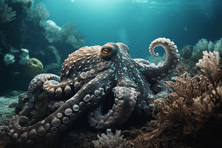 深海水母深海章鱼背景