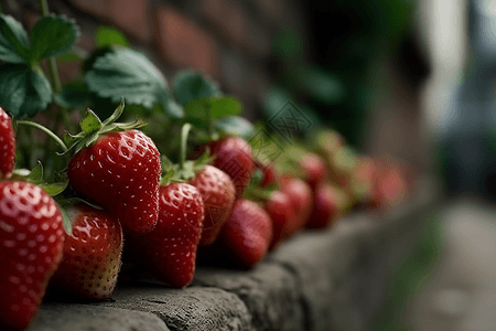 新鲜香甜的奶油草莓图片