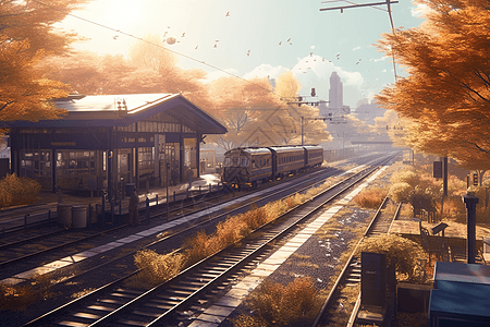 秋天的火车站图片