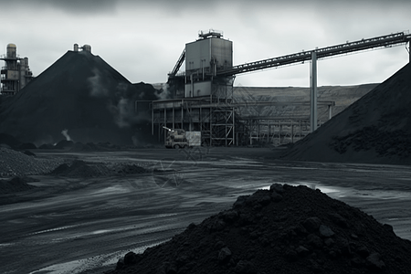 露天采矿高大的煤堆图片
