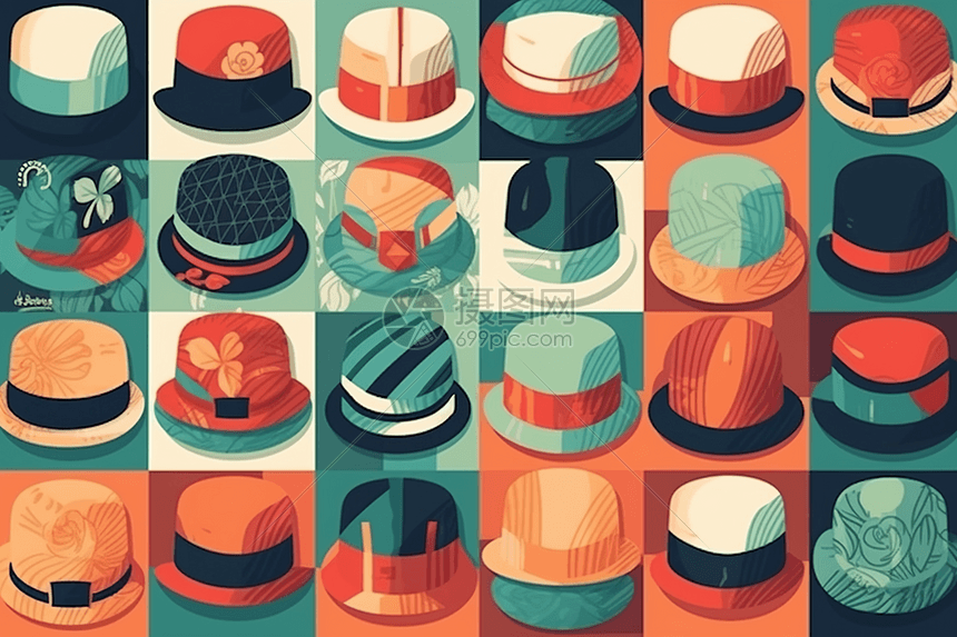 简约不同款式的帽子图片